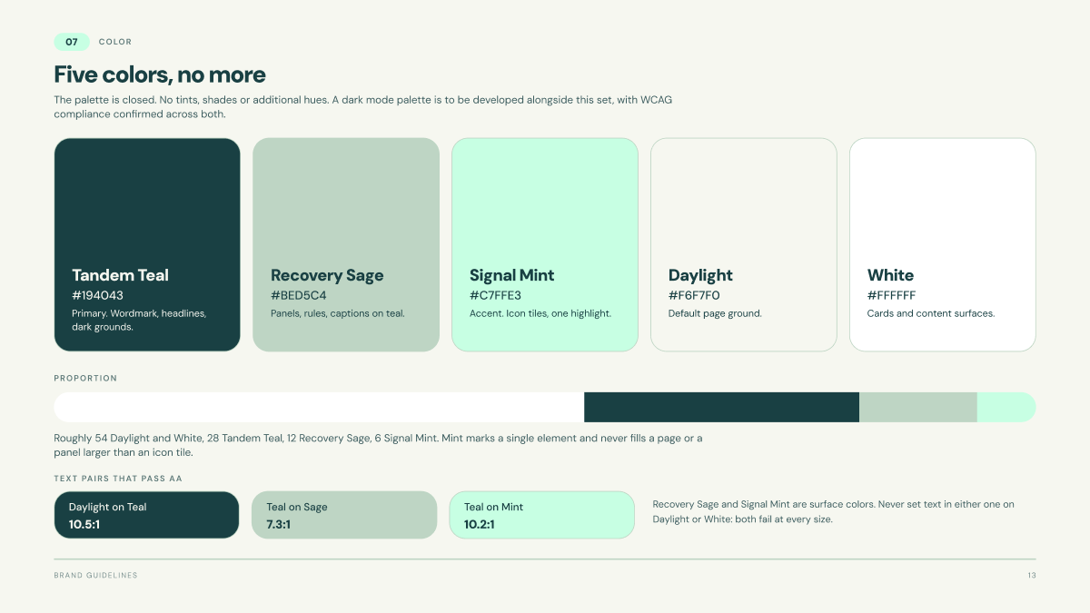 TandemStride brand guidelines page