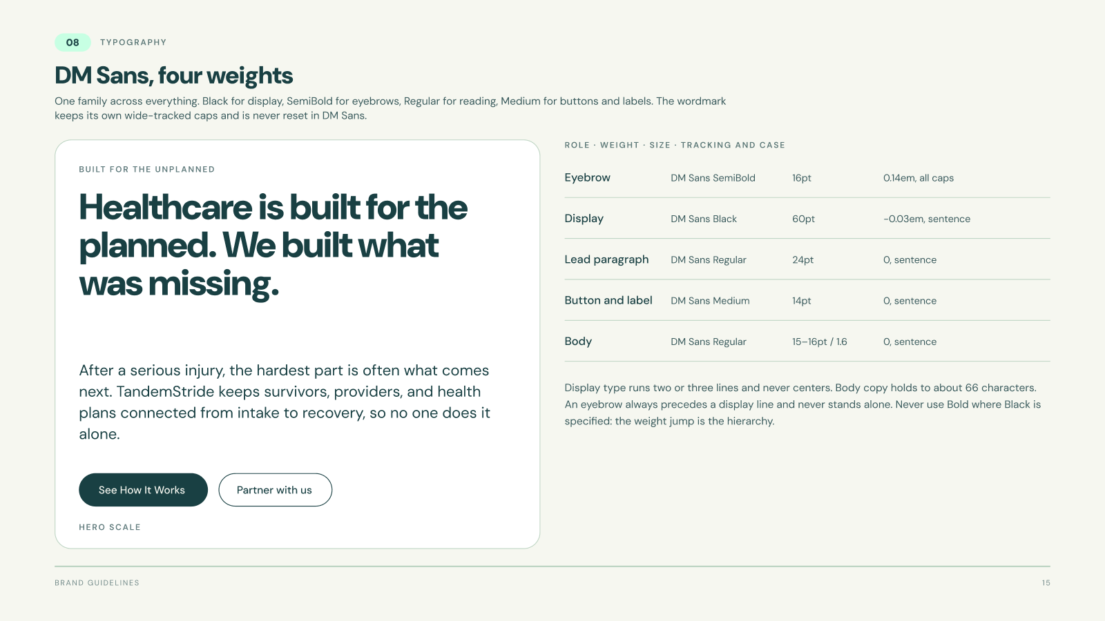 TandemStride typography example
